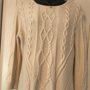 Ann Taylor 3/4 sleeves cream sweater
